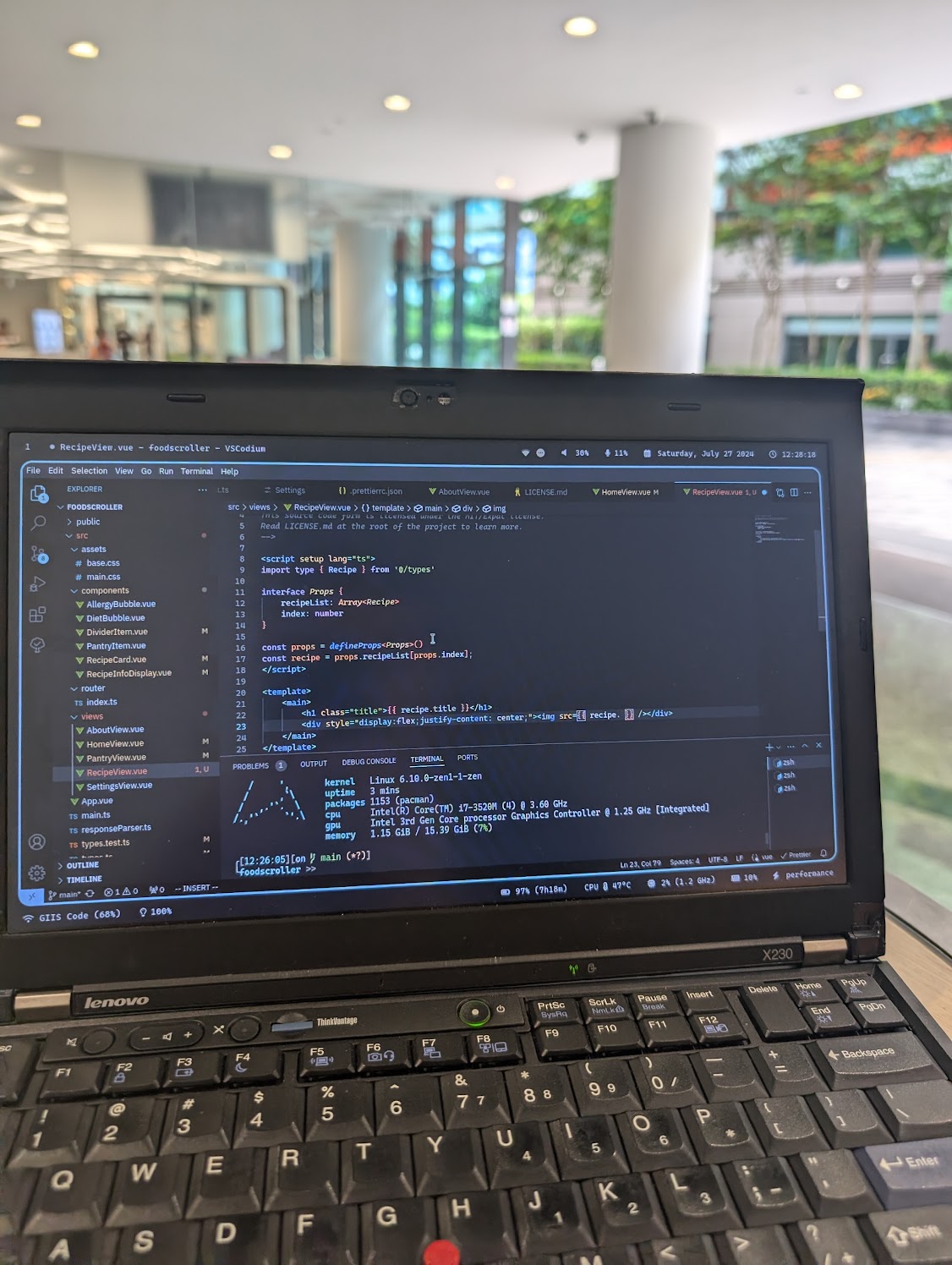 Coding while exposed to nature