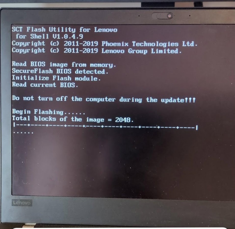 BIOS update screen